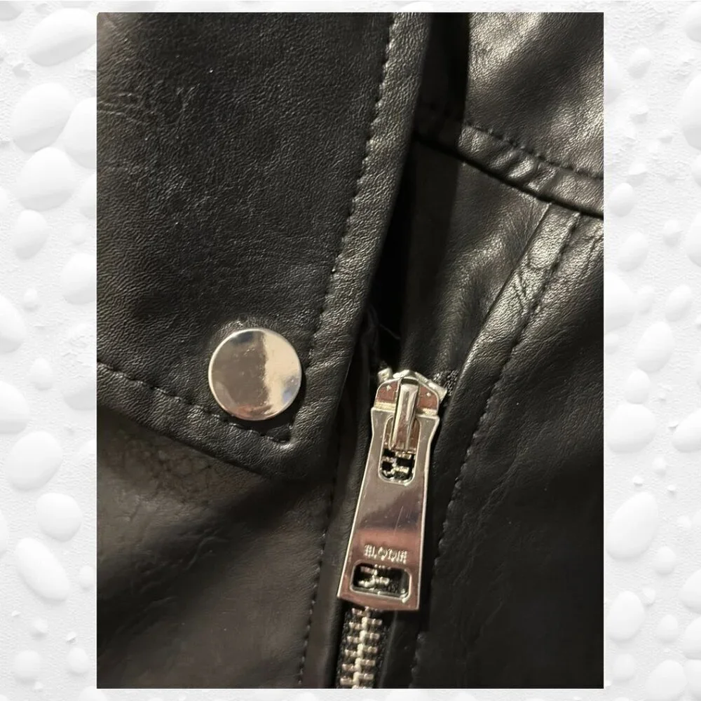 Edgy Black Faux Leather Moto Jacket - Butter Soft Size L - Picture 11 of 13